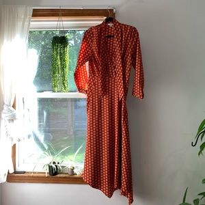 Red long sleeve maxi dress by Top Shop